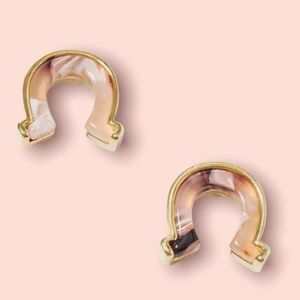 Lucky Horseshoe Stud Tortoiseshell Earrings
